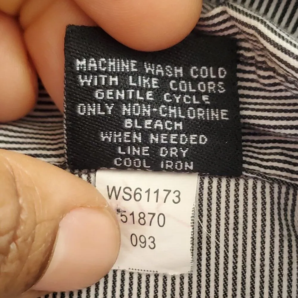 Willi Smith Pleated Button Down Striped Top L - Image 6