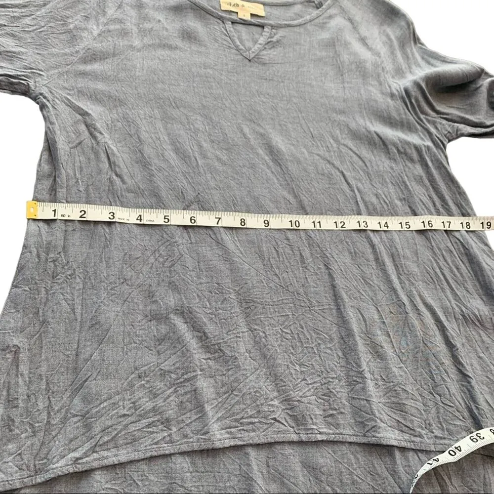 Cloth & Stone Tiered Bell Sleeved Relaxed Fit Long Sleeve Top Heather Blue Small - Image 10