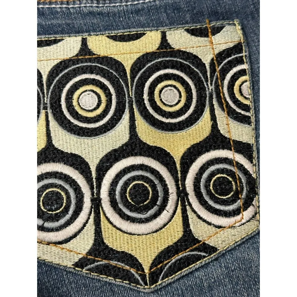 Rare NWT Vintage Coogi 29"W 31"L Low-Rise Flare Jeans Y2K Geometric Embroidery - Image 7