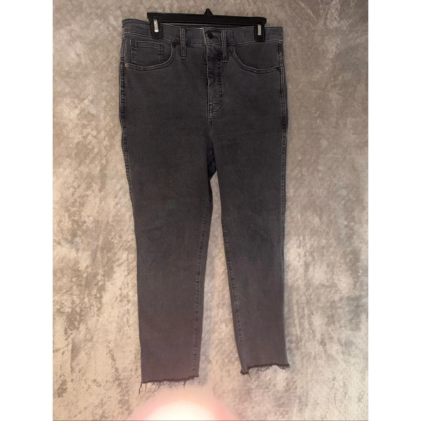 Madewell Stovepipe Black Denim Raw Hem High Rise Jeans Size 29 #768 - Image 5