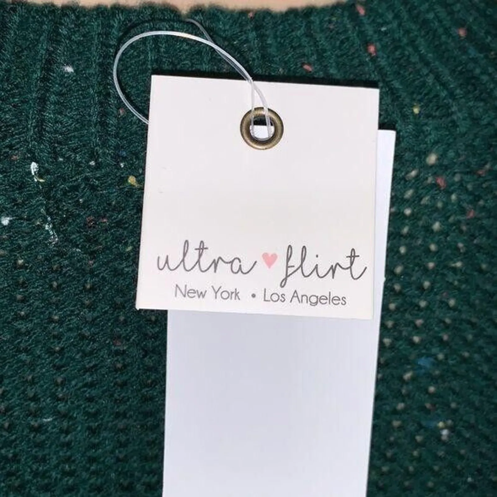 Ultra Flirt Womens Sweater Cable Knit Pullover Long Sleeves Cropped Green Small - Image 9