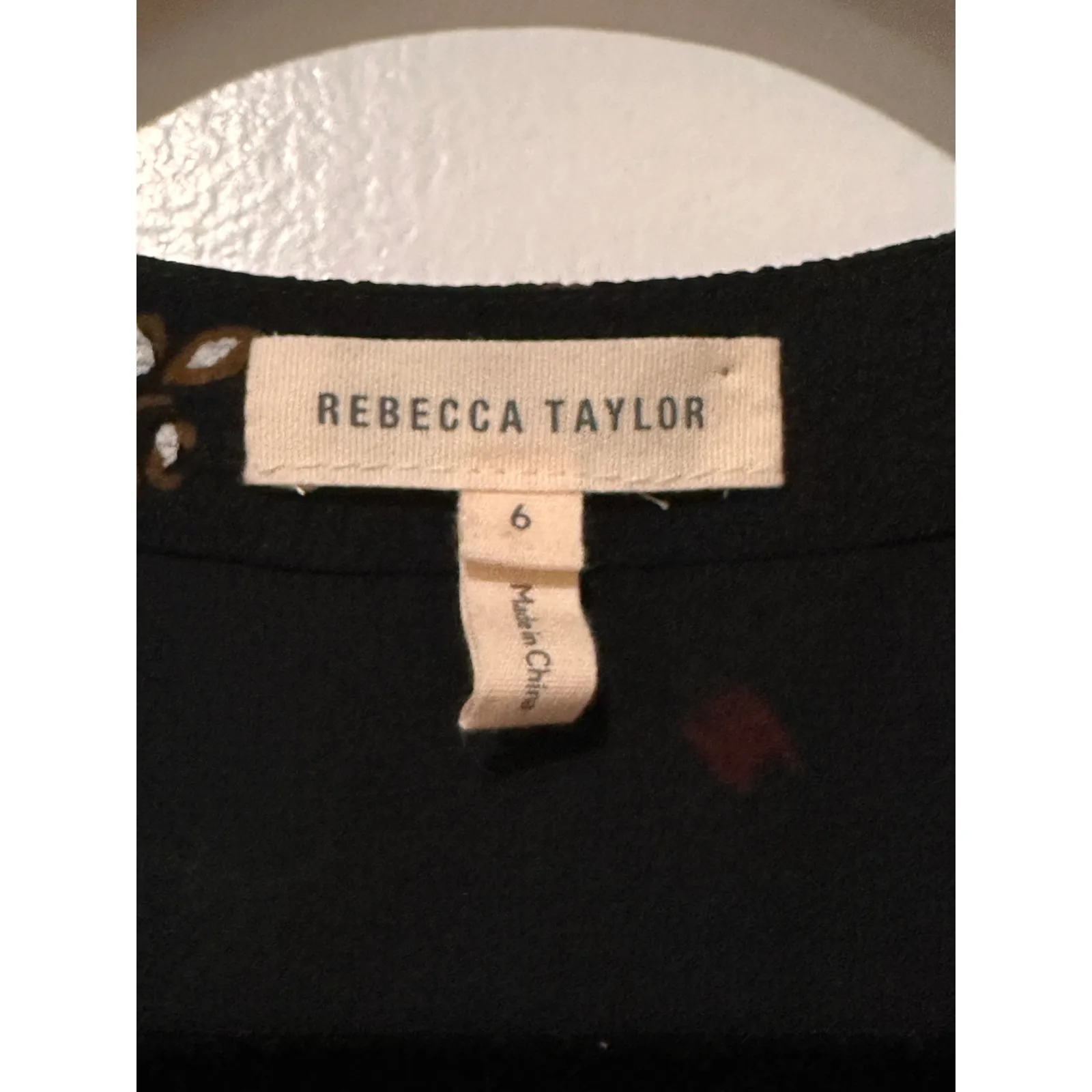 Rebecca Taylor Marguerite Black Floral Silk Top Size US XS 2 (EU 6) EUC Ruffles - Image 3