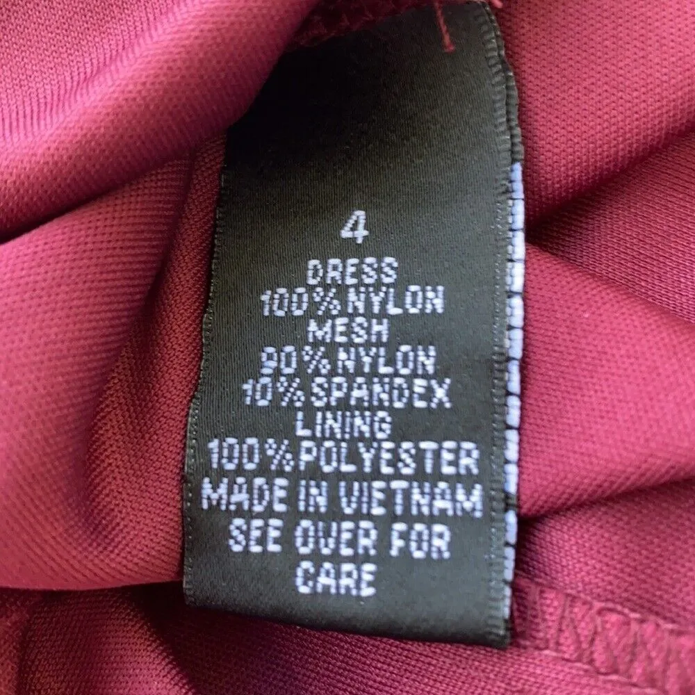 Burgundy Lace Dress Sz 4 Sleeveless Coquette Fairy Cocktail Wedding New - Image 8