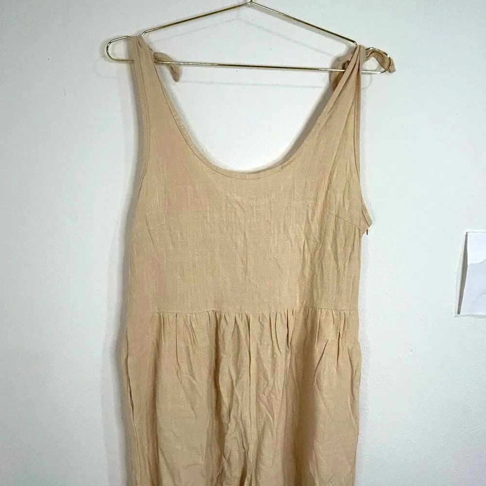 Hilomirics Large Beige Sleeveless Romper Summer Casual Lightweight Boho Style - Image 3