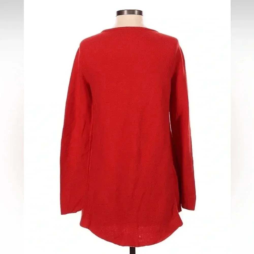Eileen Fisher Organic Cotton Peru Lava Red High Low Sweater Tunic Size XXS - Image 4