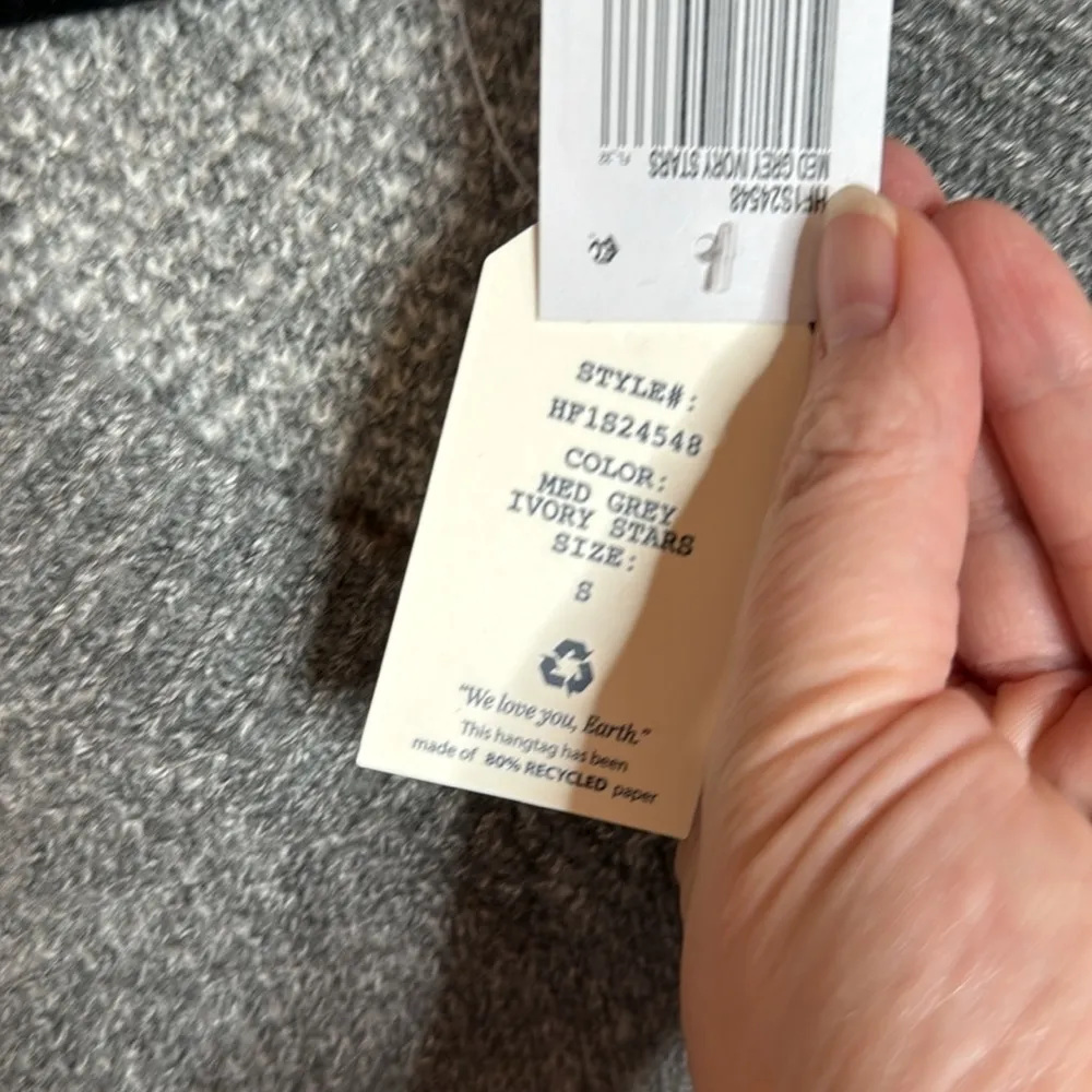 Hippie Rose Star-Print Long Sleeve V-Neck Sweater Grey Size Small Oversized - Image 5