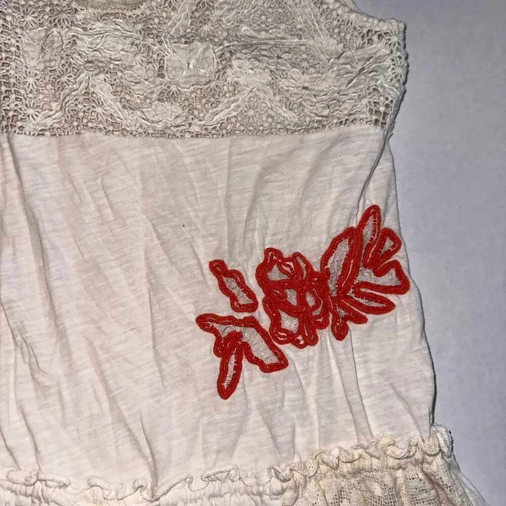 Anthropologie Ric Rac Ivory Lace Tunic Sleeveless Tank Drawstring Womens Medium - Image 5