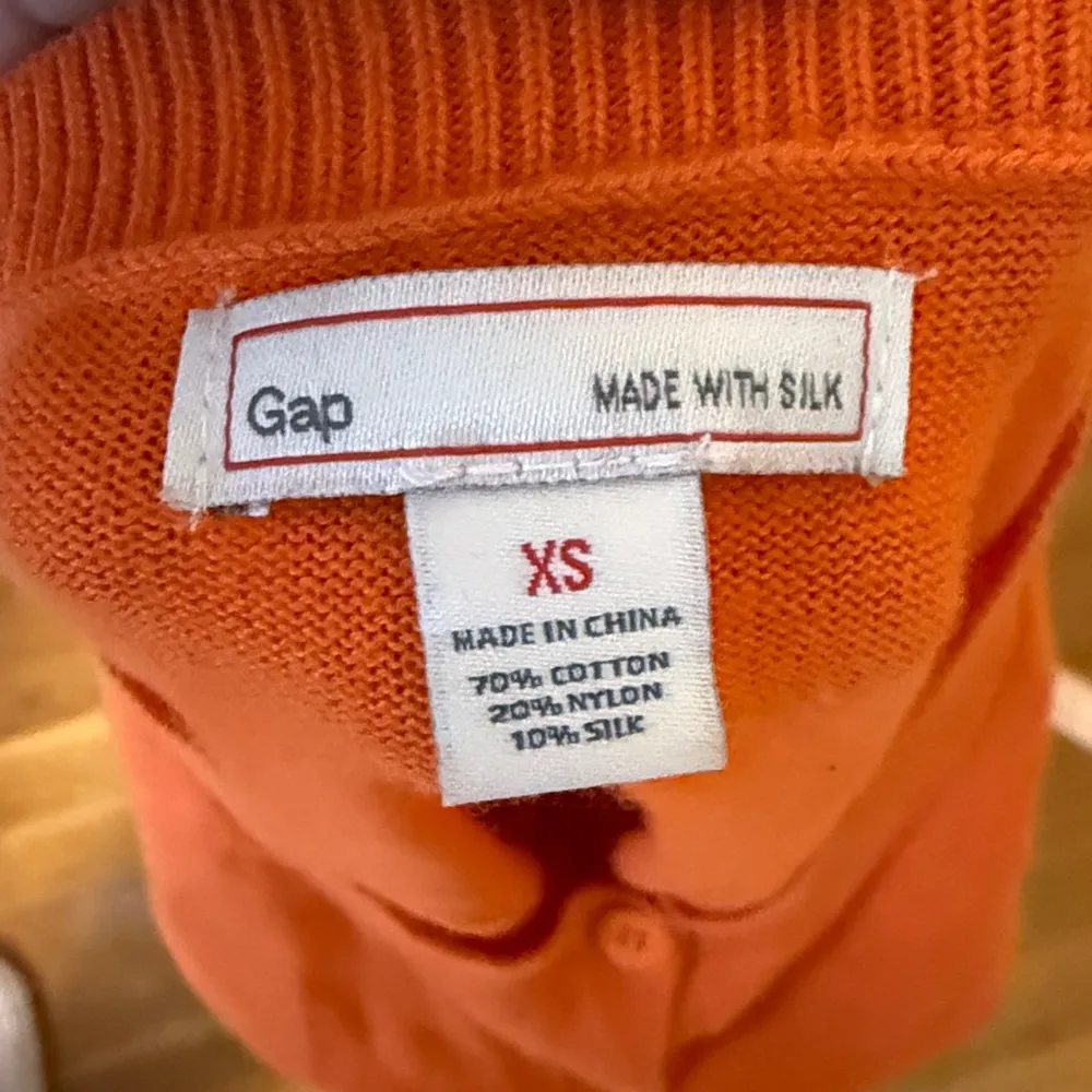 Gap Cardigan Cotton Nylon Silk Blend Orange XS - Image 8