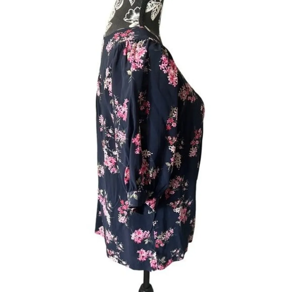 Amour Vert women’s floral top blouse shirt blue pink small - Image 2