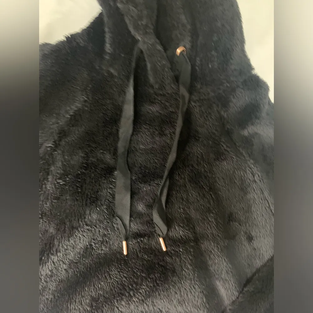 Loose Plush Sherpa Hoodie Old Navy Black Size M - Image 5