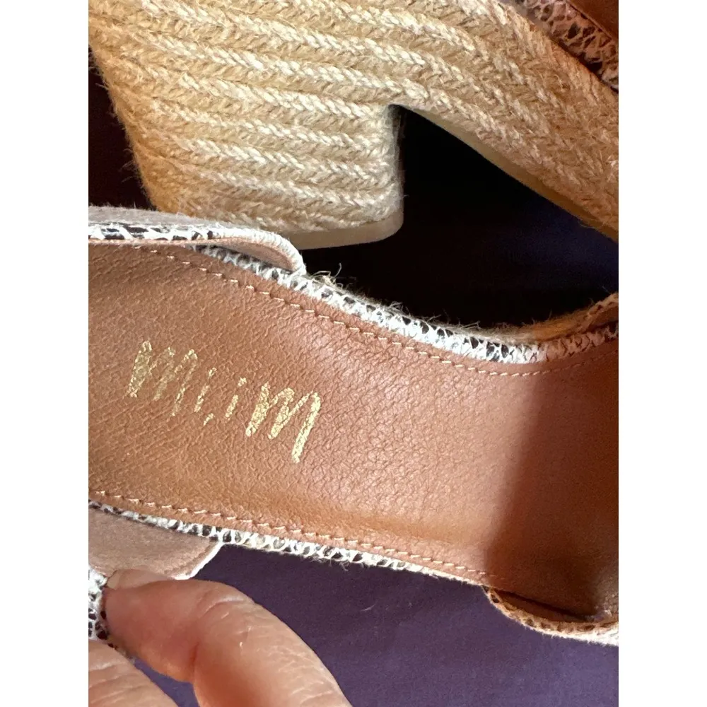 MIM Espadrille Platform Wedge Sandals Ankle Strap Snakeskin Print Size 6 Tan - Image 2
