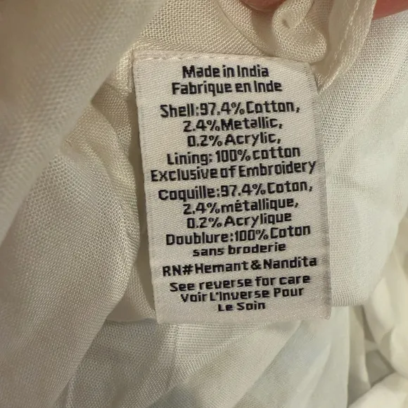 HEMANT‎ & NANDITA Calee Floral Tiered Maxi Dress Blue and White Large - Image 8