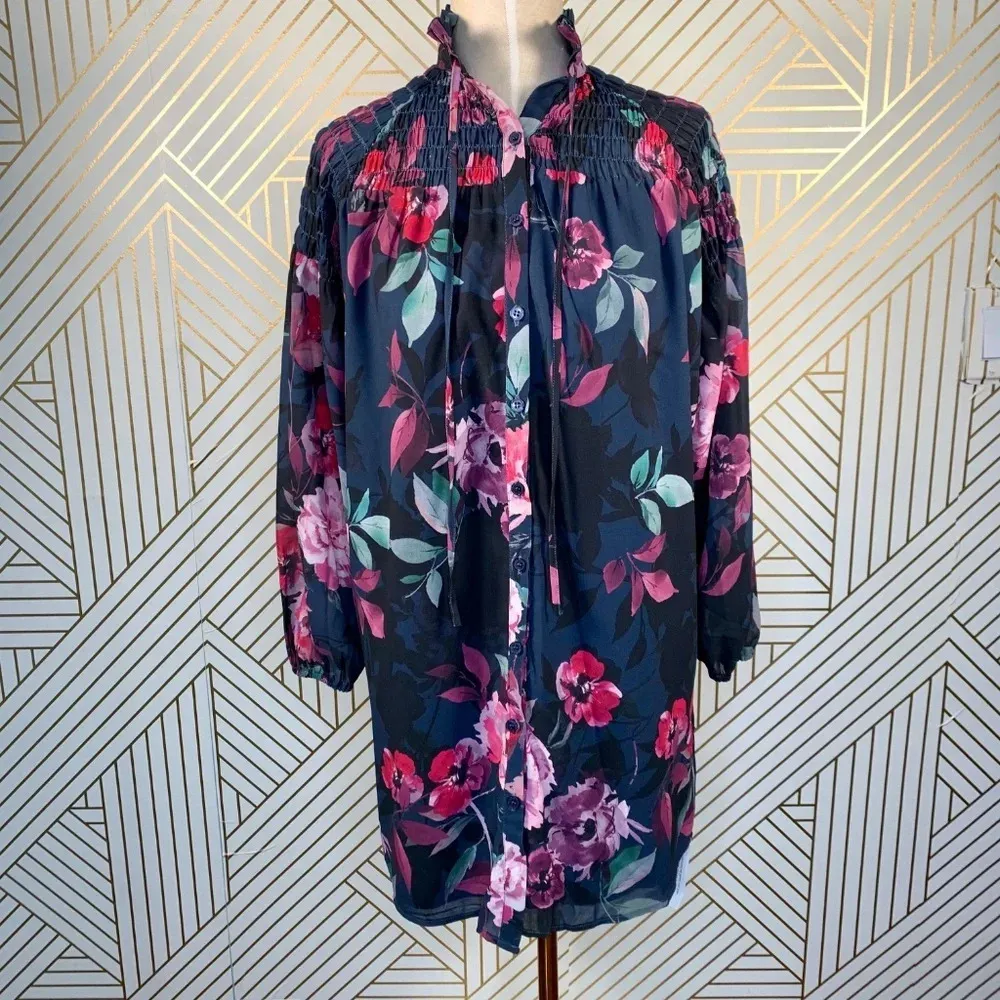 Yumi Kim Astoria Mock Neck Dress in Rialto Floral Button Up Chic‎ Size XS - Image 3