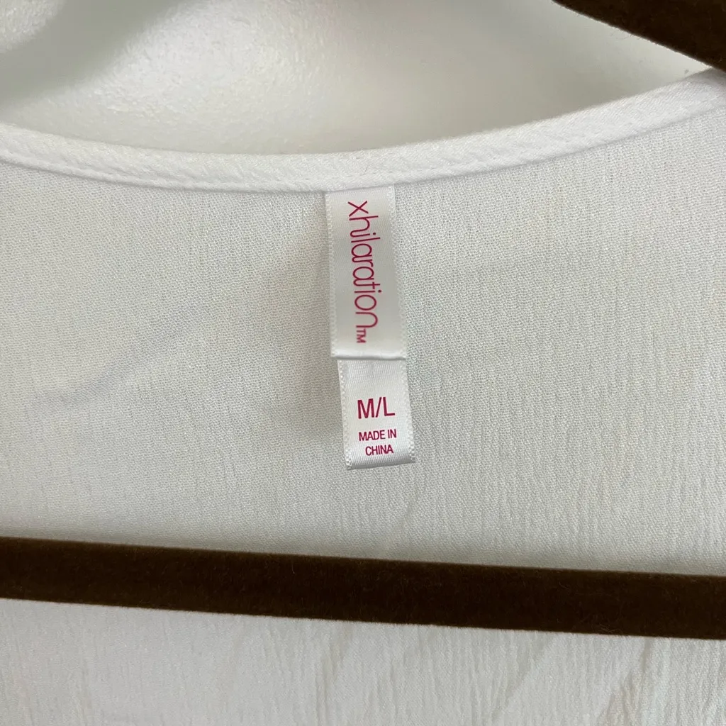 Xhilaration White Gauzy Open-Front Cardigan or Cover Up crochet Trim Size M L - Image 4