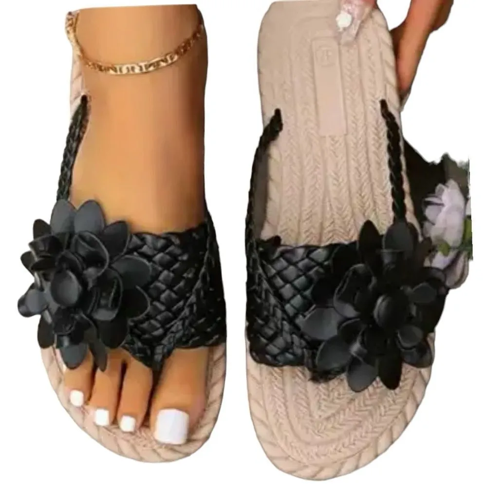 Unbranded cute black flower design strap slip ons! New Tan Size 7.5 - Image 2