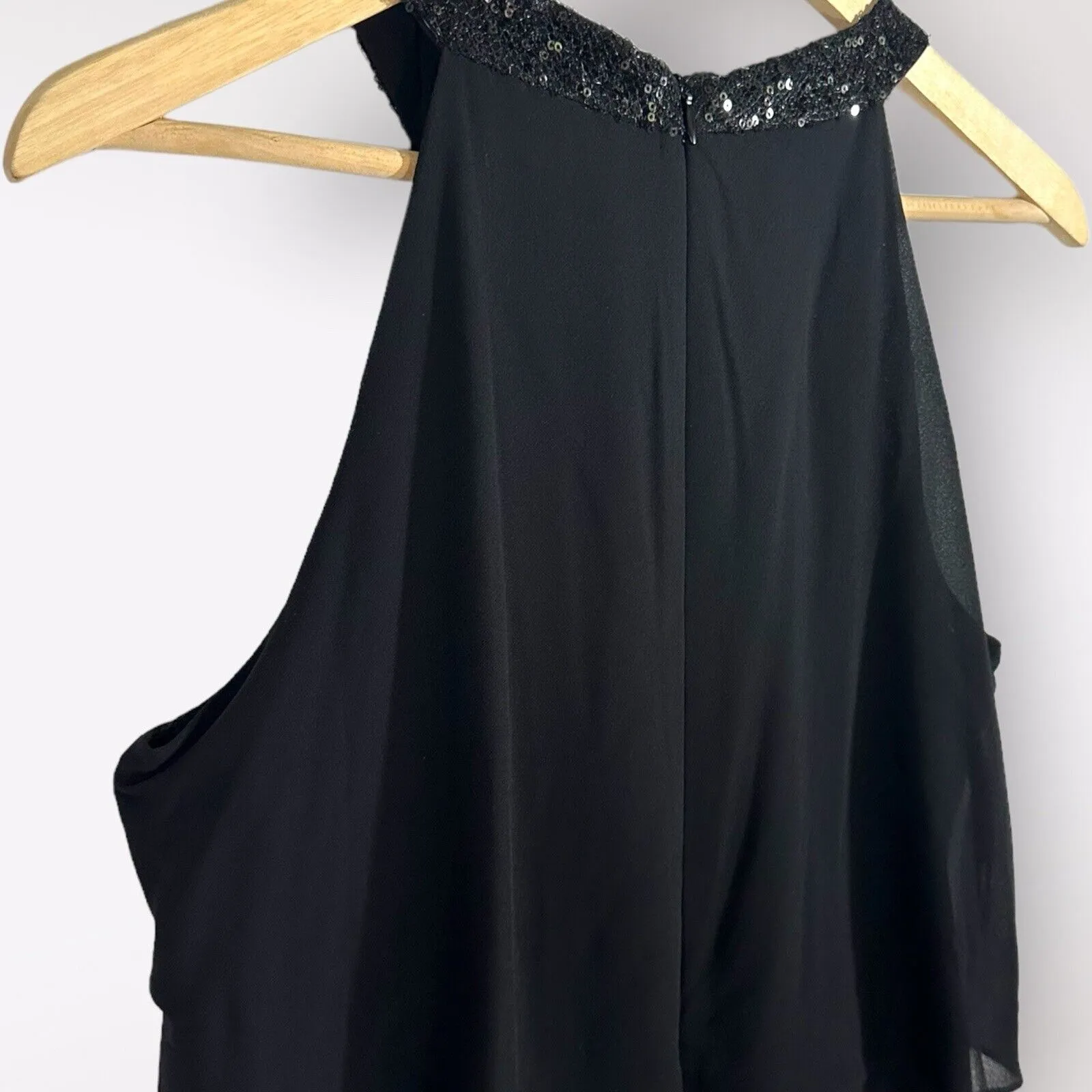 CHAPS Sequin Cocktail Classy Party Black Tie Tiered‎ Chiffon Ruffle Dress SZ 8 M - Image 7