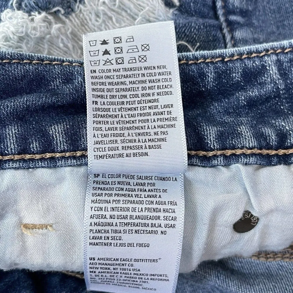 American Eagle SZ 6 Hi-Rise Shortie Jean Shorts Distressed Stretch Frayed Hems - Image 8