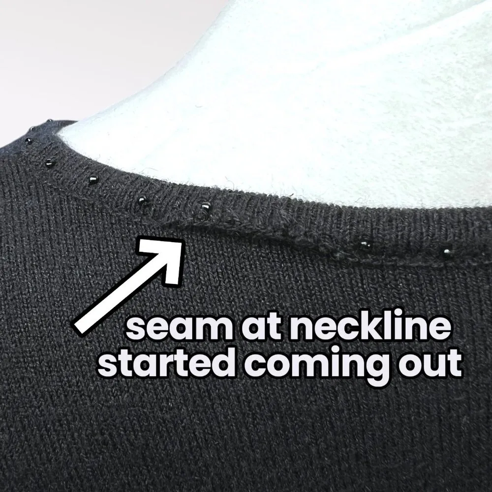 Black Floral Embroidered Button Front Cardigan Sweater Small - Image 9