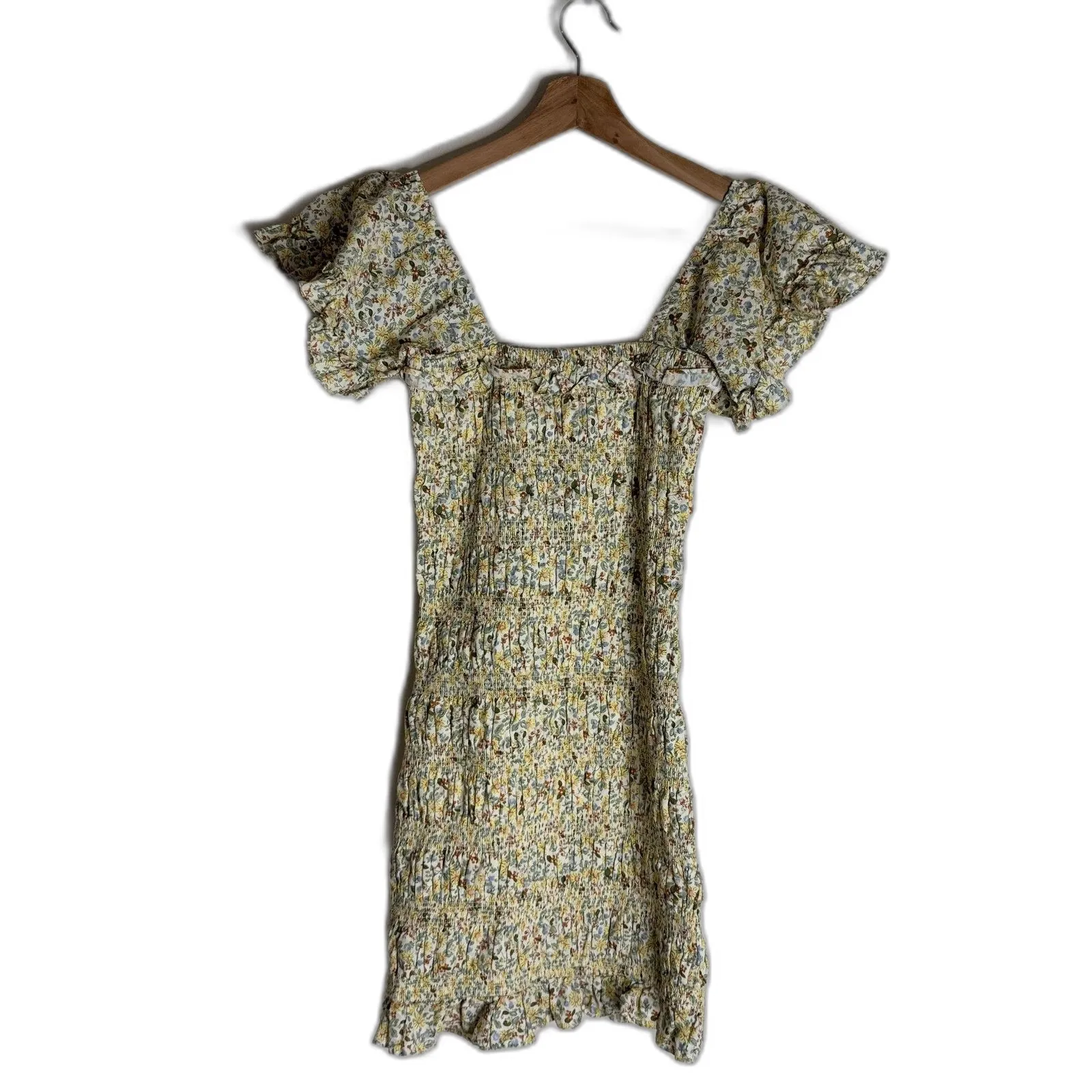 Storia Dress Womens Small Floral Smocked Square Neck Ruffle Mini Cottagecore - Image 10