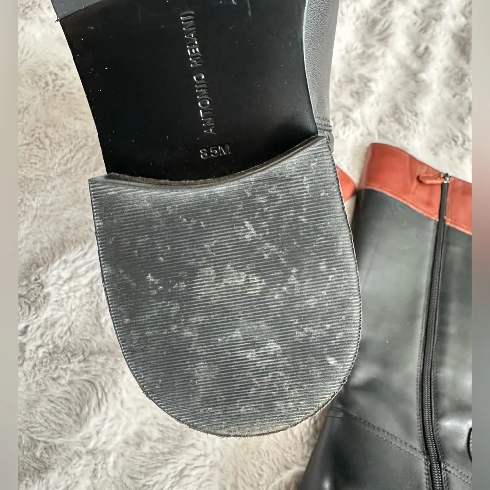 Antonio Melani leather boots size 8.5 black and brown - Image 3