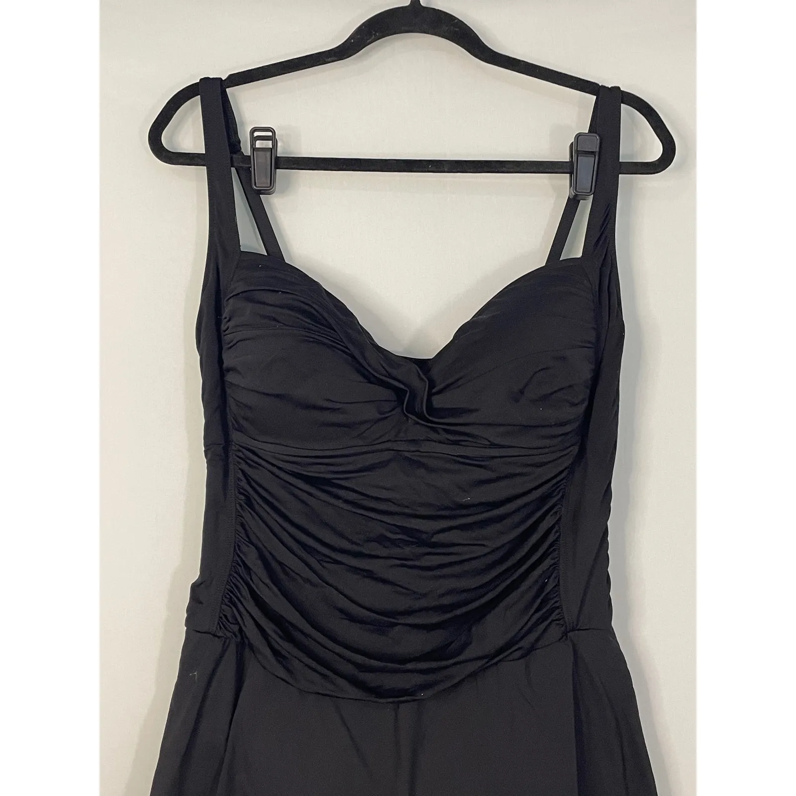 La Blanca Womens Black Ruched Tankini Swim‎ Dress with Built in Bottoms - Image 2