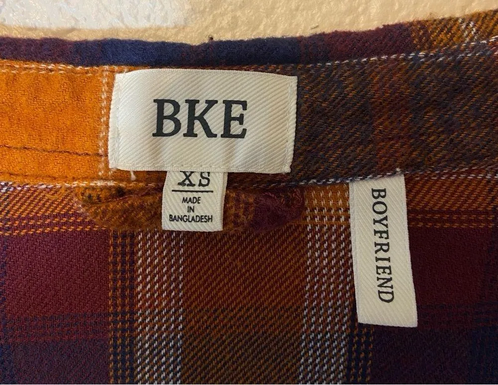 BKE Plaid Boyfriend Button Up Shirt Size XS - Image 7