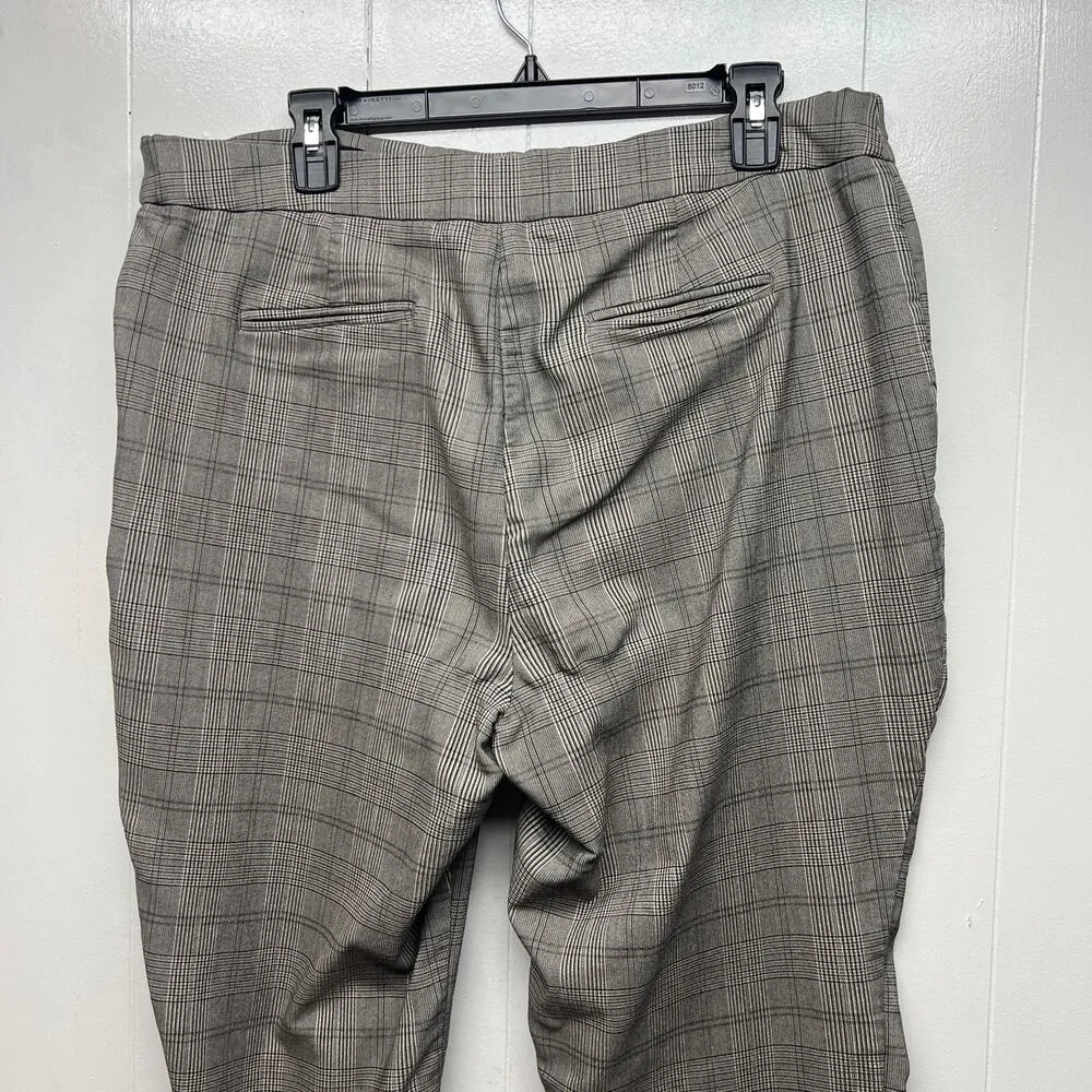 Hilary Radley Pull On High Rise Plaid Women's Gray Pants Size XL Side Pockets - Image 7