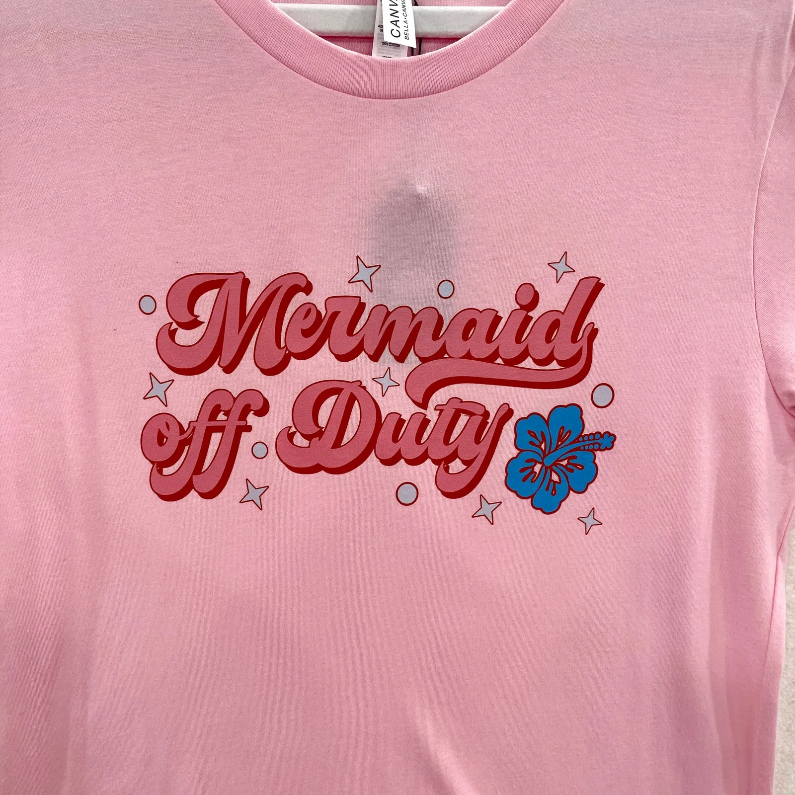 Mermaid Off Duty T Shirt M Pink Beach Graphic NWT Casual Short Sleeve Tee Size M - Image 5