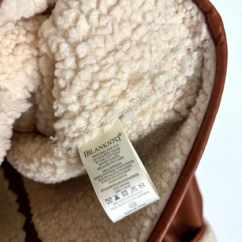 BLANKNYC Faux Shearling & Faux Leather Jacket in Rainmaker Size X-Small NWT - Image 4