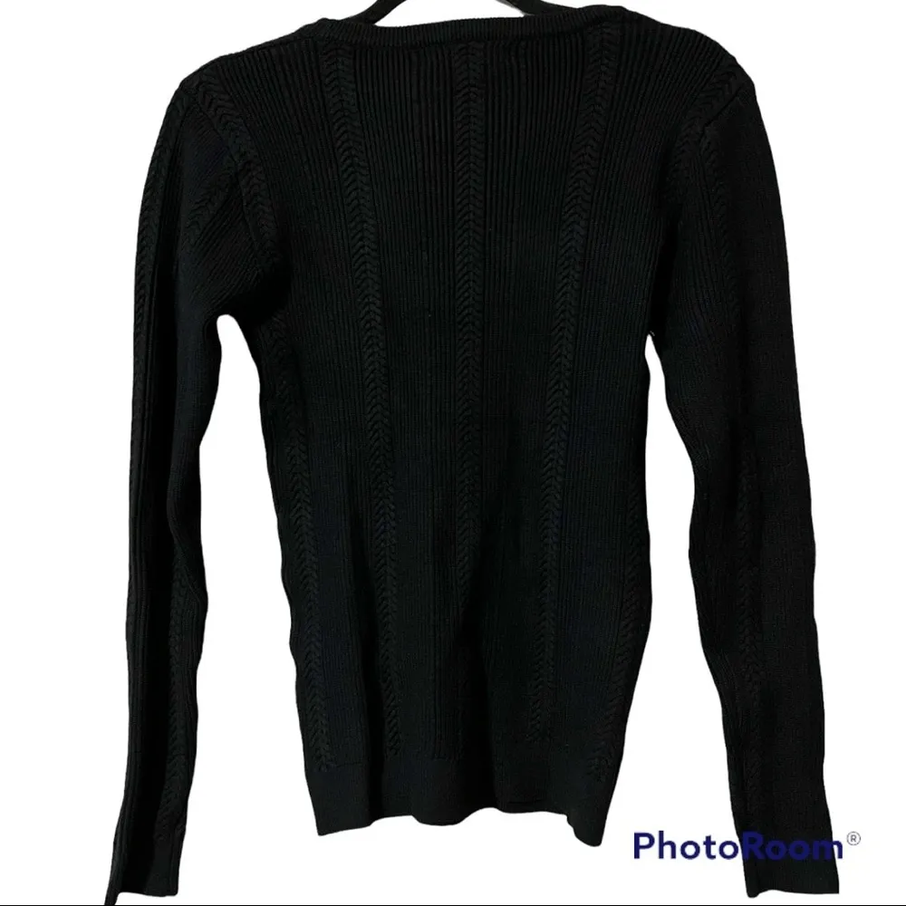 Downeast x-small womens ribbed herring knit sweater black long sleeve new w tags - Image 2