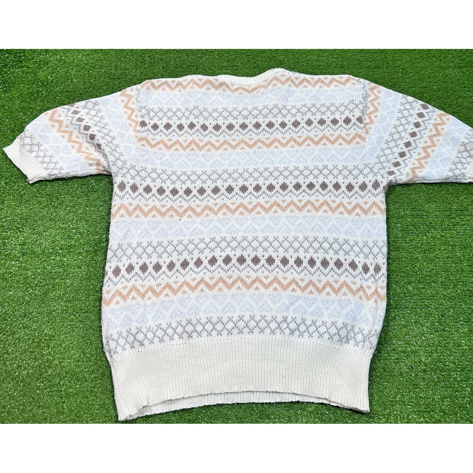 Vintage Jaeger Sweater Med Knit 80s Made In Britain Nordic Geometric Pattern - Image 5