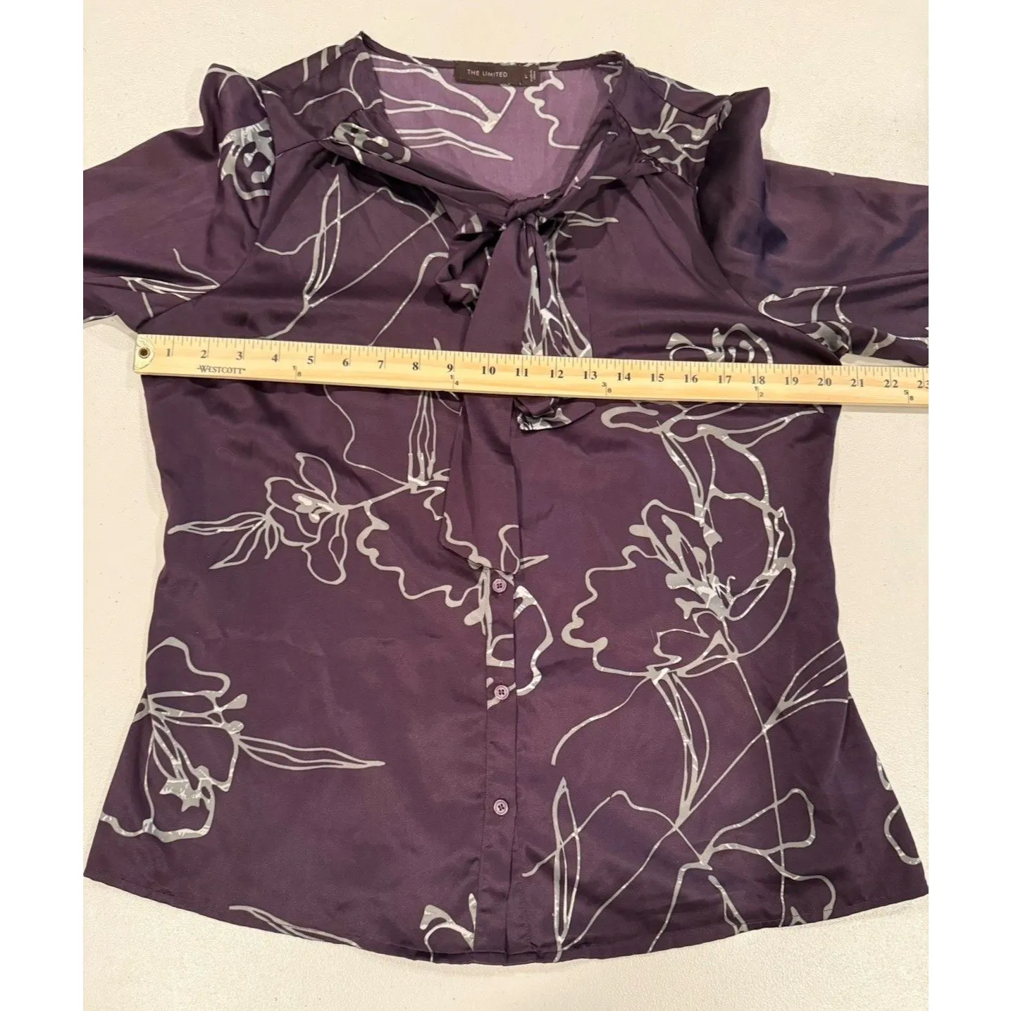 The Limited Blouse Womens Large Tie Button Front Floral Workwear Business Travel - Image 4