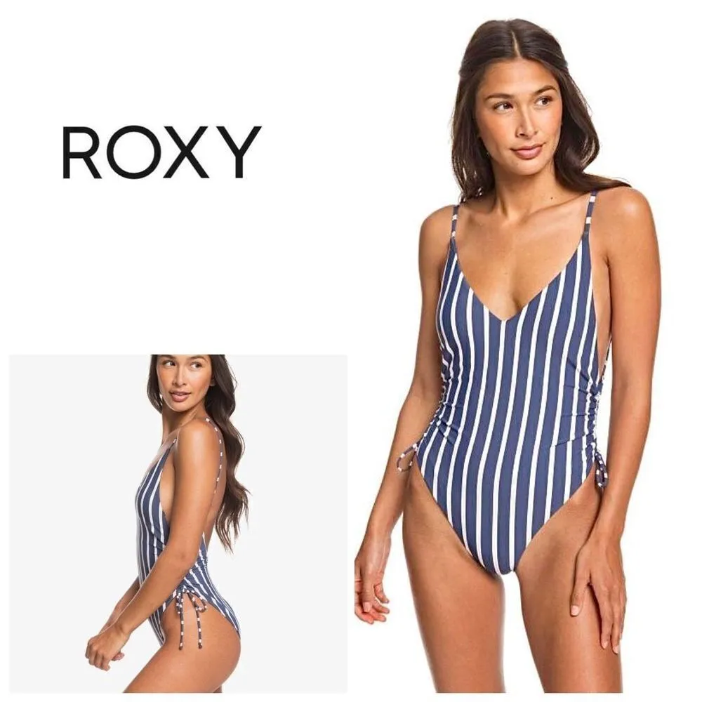 New. Roxy stripe v-neck swimsuit. XS. Retails $89 - Image 2
