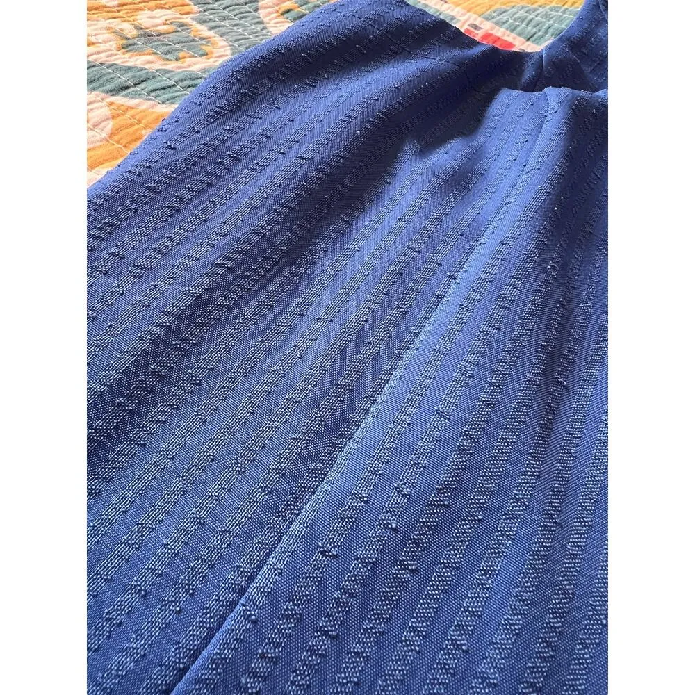 Pappagallo Fit & Flair Blue Short Sleeve Split Neckline Dress Size: 14 - Image 6