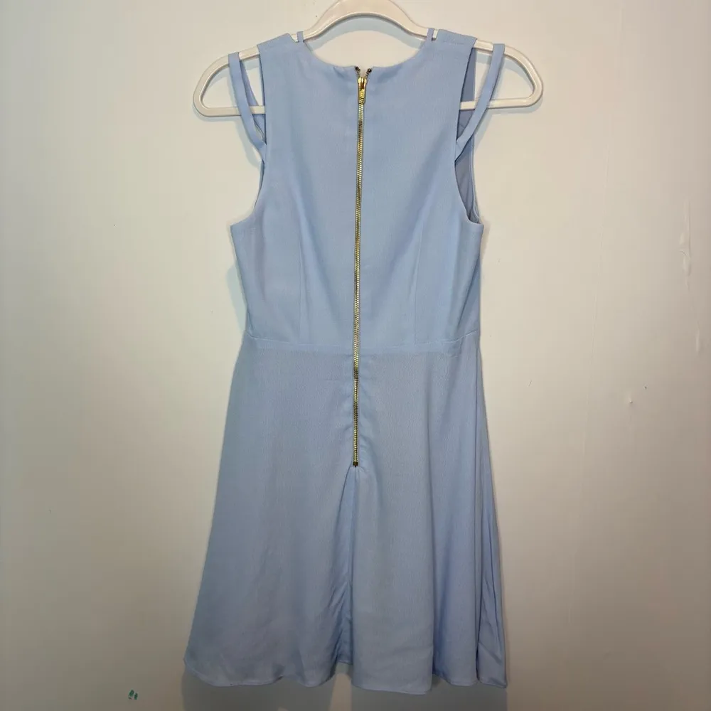 NBD X The Naven Twins No Secrets Fit and Flare Strappy Mini Dress Powder Blue - Image 5