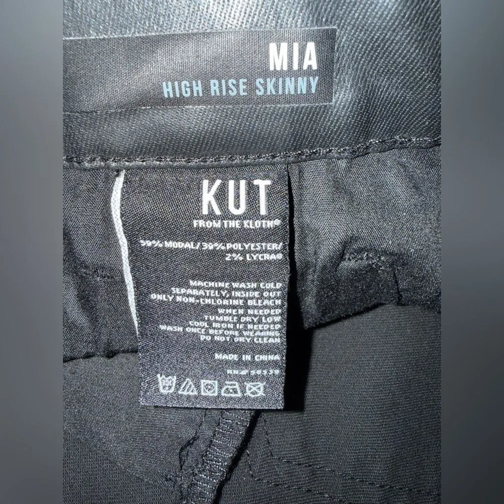 Kut from the Kloth “Mia High Rise Skinny” Button Fly Faux Leather Pants Sz 6 #72 - Image 9