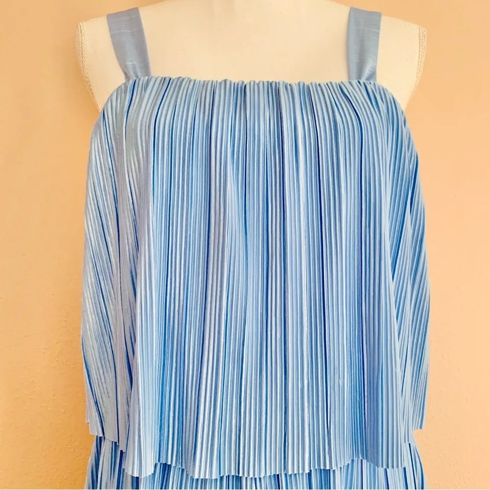 ARULA Blue Pleated Jumpsuit with Adjustable Straps - Image 2