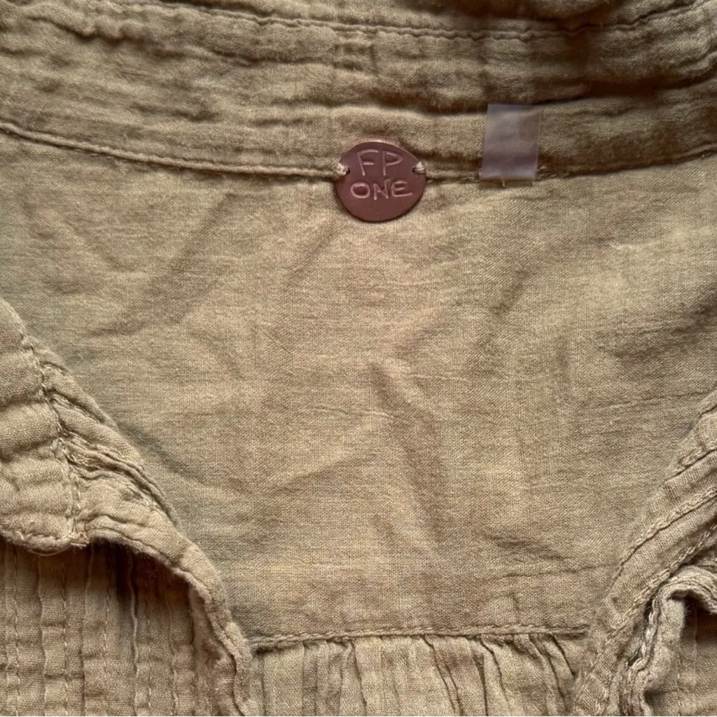 FREE PEOPLE FP One Penny Waverly Tunic – Khaki Green Flowy Boho Estimated Small - Image 10