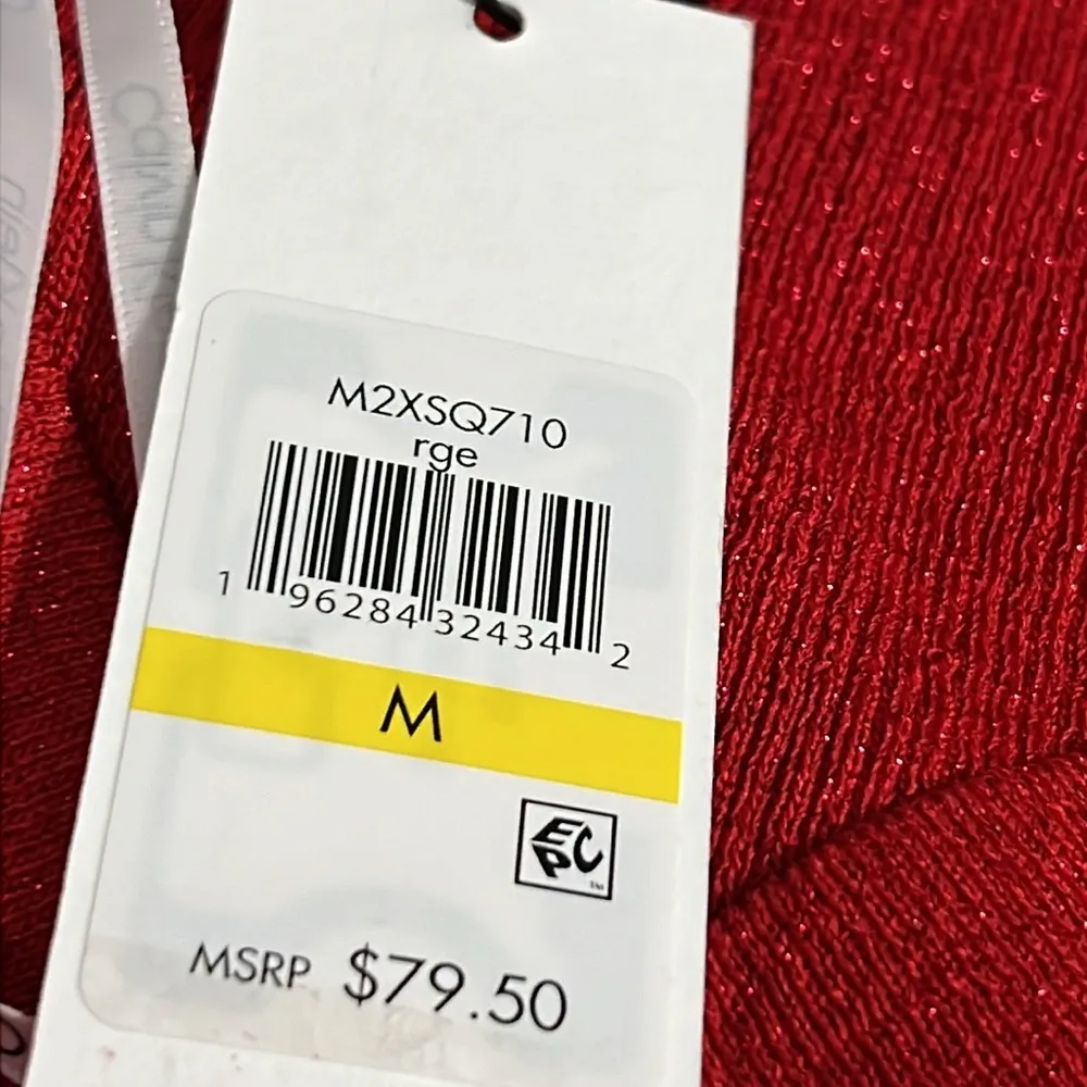 Calvin Klein medium red dressy pullover v-neck sweater ruched bottom sparkly NWT - Image 11