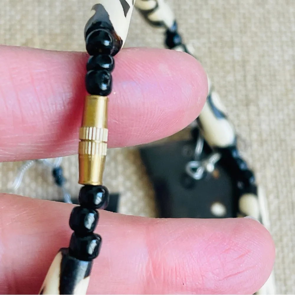 Traditional Batik Bone Beads Kenya African necklace bracelet and earrings set - Image 4