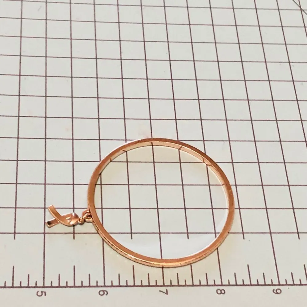 Metal Bangle Charm Bracelet Breast Cancer Awareness Gold - Image 2