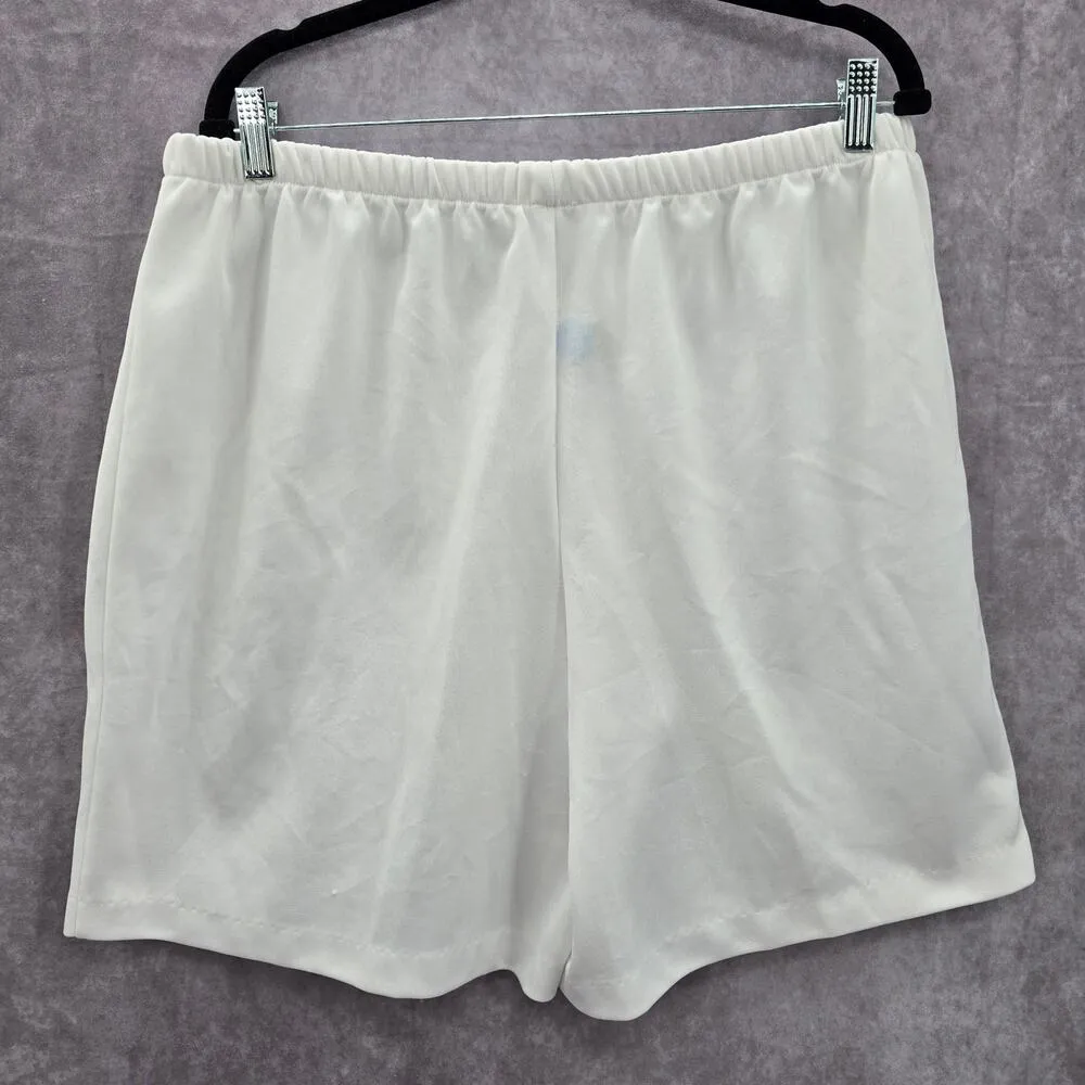 Romans White Stretch Flat Front Active Bottoms Pants Shorts 8 - Image 2