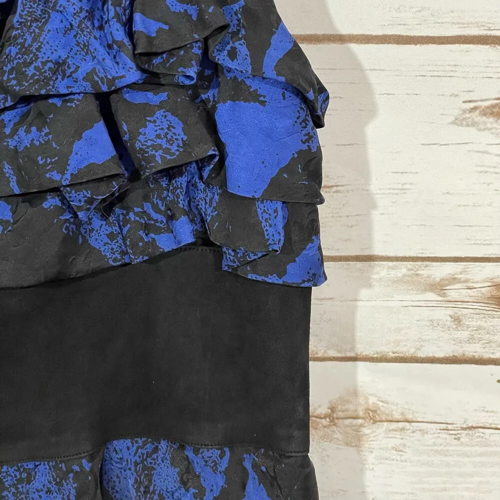 Robert Rodriguez Silk Tiered Sleeveless Dress - Blue/Black - 10 - Image 11