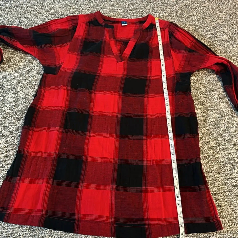 NWT Old Navy Petite Red and Black Plaid Cotton Shift Dress Sz MP - Image 9