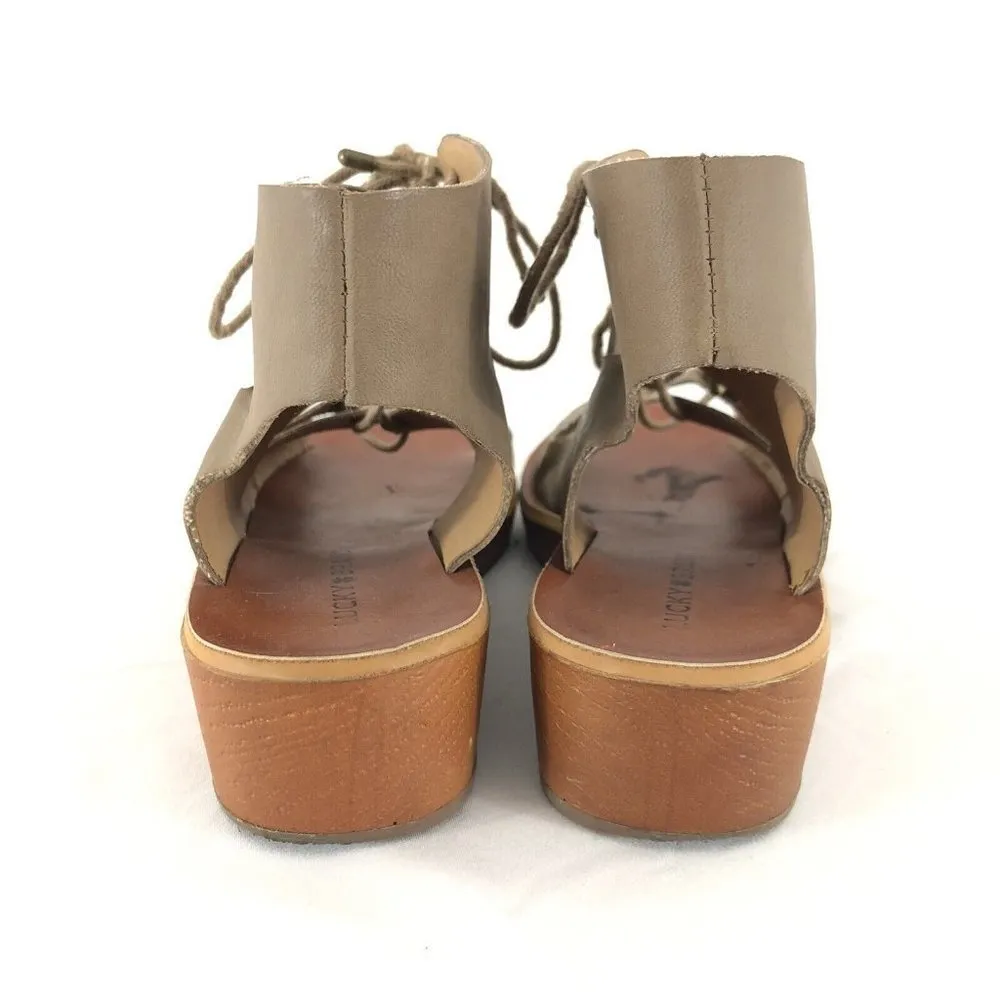 Lucky Brand Womens Shoes Hessina Gladiator Sandal Brown Lace Up Size 9 - Image 5