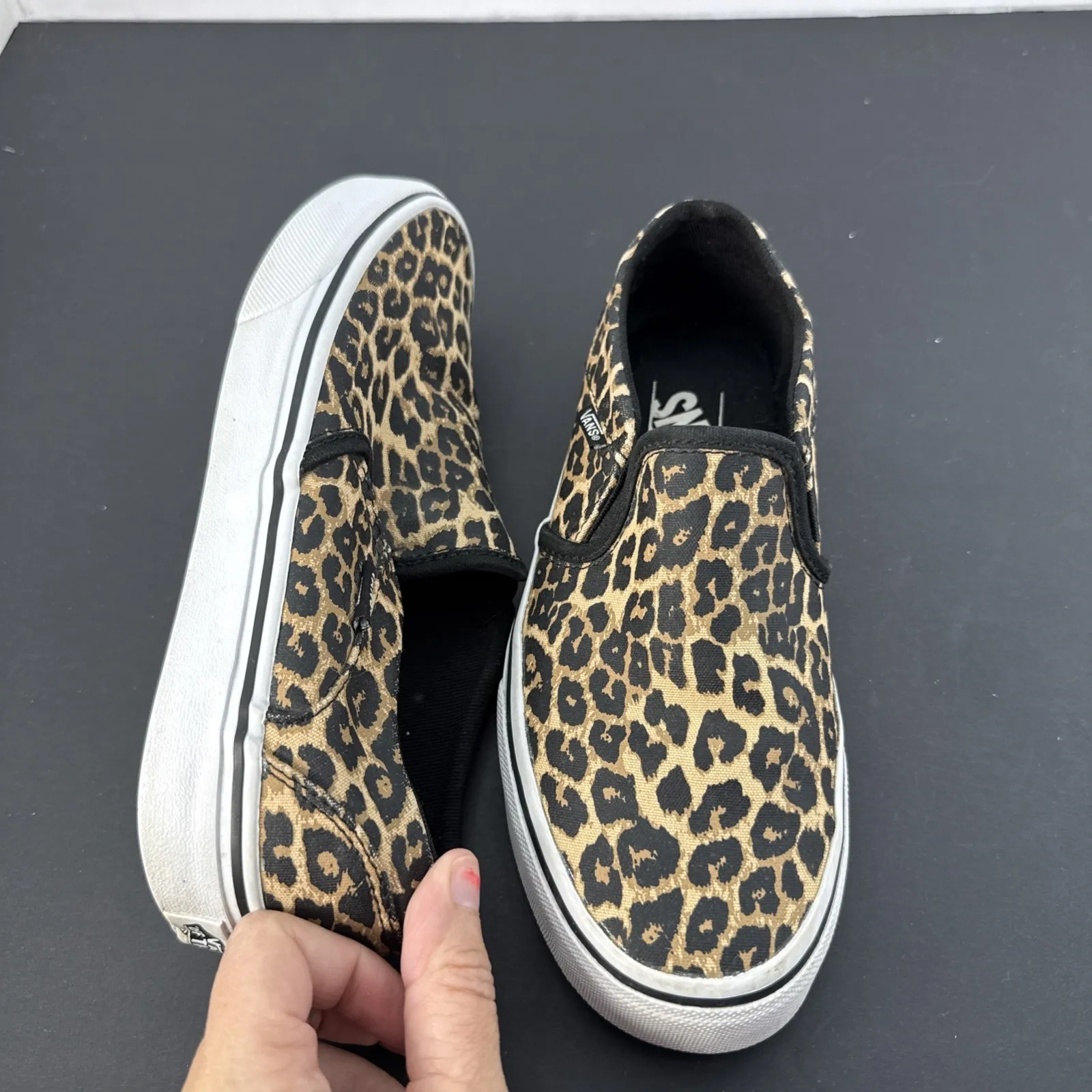 VANS Asher Deluxe Womens Sz 6.5 Cheetah Leopard Print Slip On Skate Sneakers - Image 11