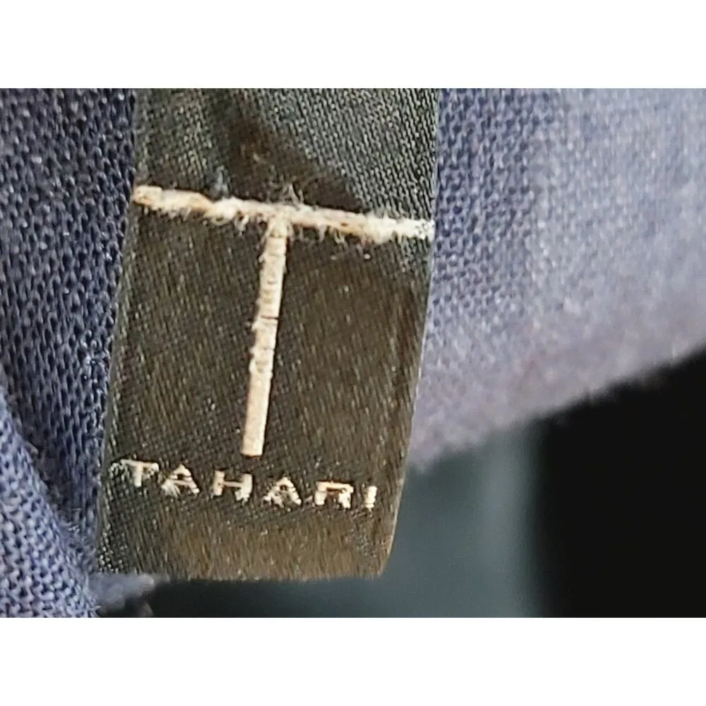 Tahari 2 Piece Suit Women's Size Large Blue Solid Casual Long Sleeve Wide Leg - Image 3