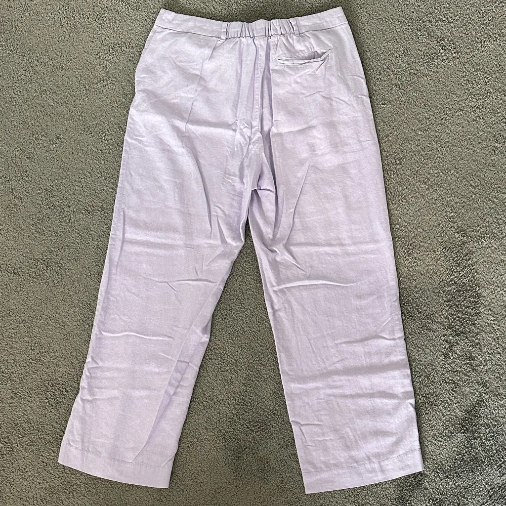 Old Navy Light Purple Wide-Leg Linen Pants - Image 3