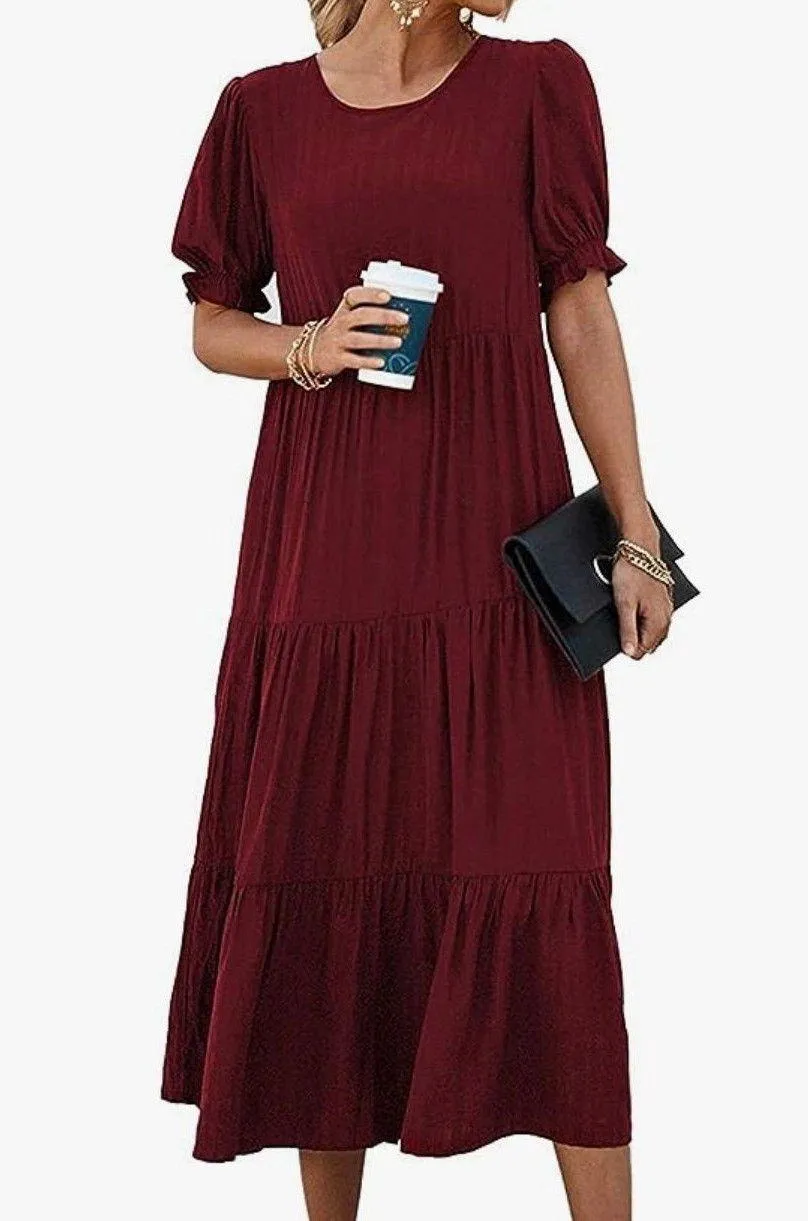 PRETTYGARDEN CHIC Summer Casual Boho Dress Size XL Wine Red New With Tag - Image 3