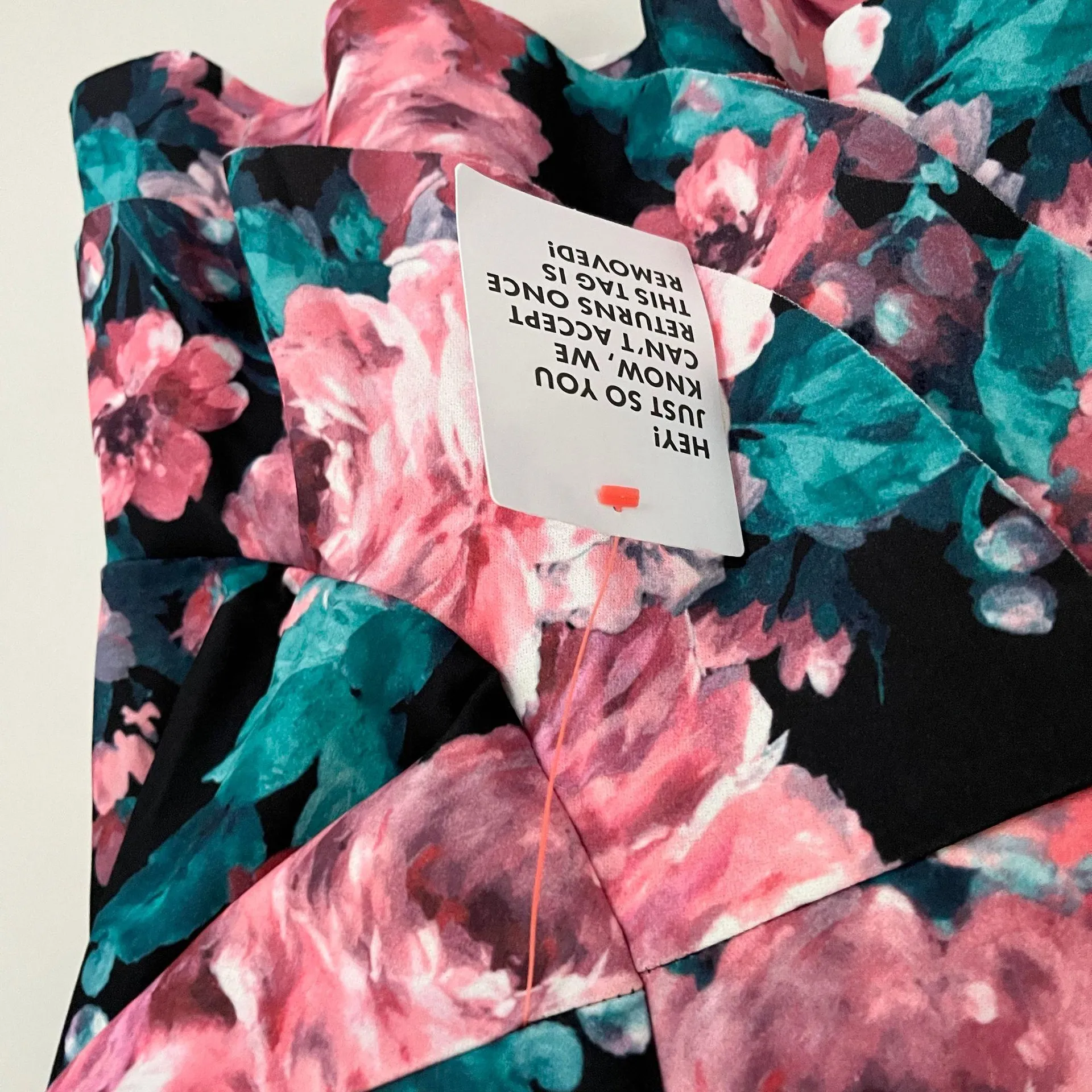 NEW  Plunge Frill Sleeve Mini Dress in Pink and Blue Rose Floral Size 12 - Image 12